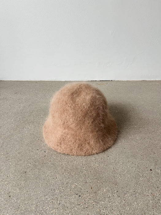 Beige Angora Bucket Hat