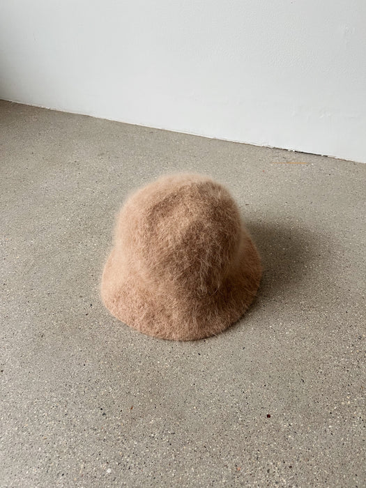 Beige Angora Bucket Hat