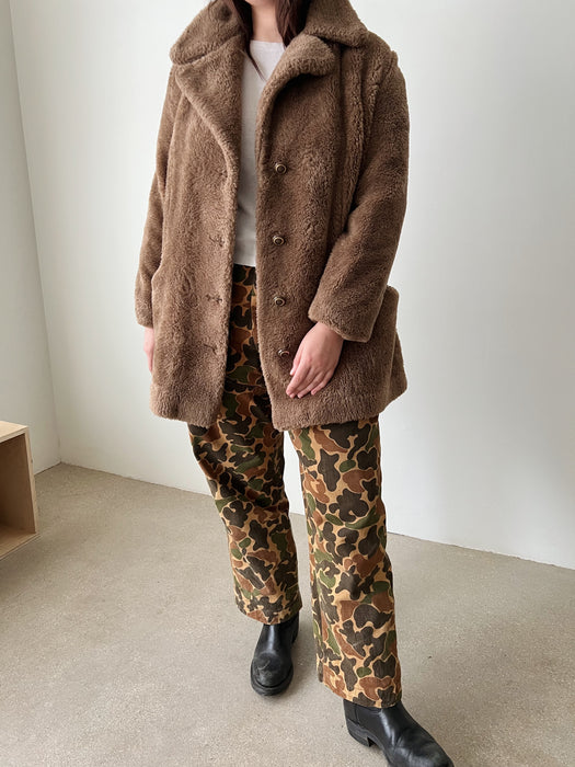 Brown Faux Fur Coat | XL