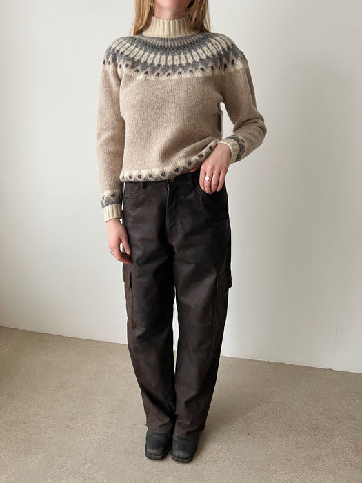 Patterned Shetland Wool Sweater | S