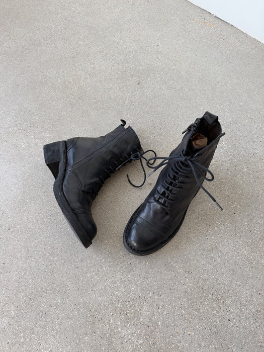 Black Leather Lace Up Boots | 5