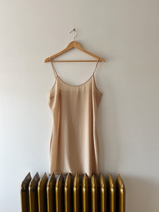 Tan Sheer Slip Dress | L