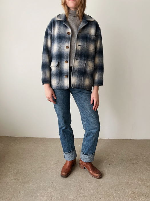 Blue Plaid Flannel Jacket | S