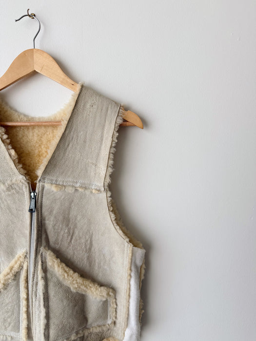 Cream Sherpa Vest | S