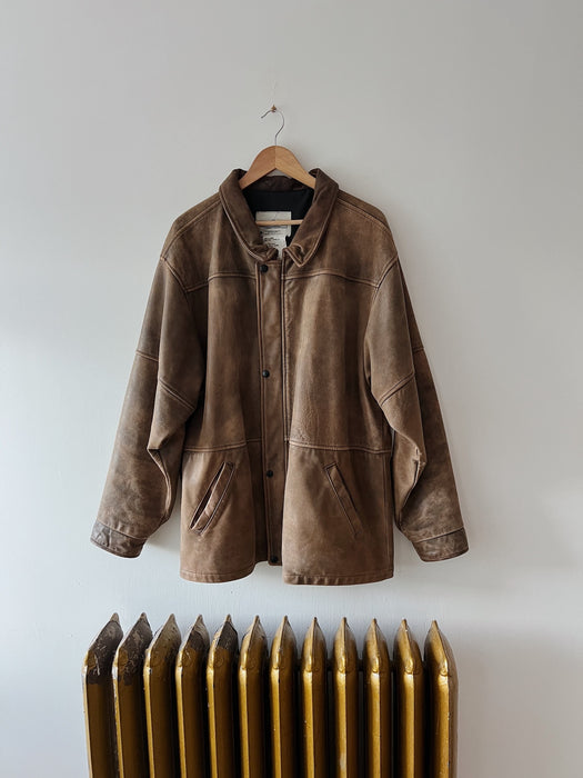 Brown Leather Sportswear Jacket | XL