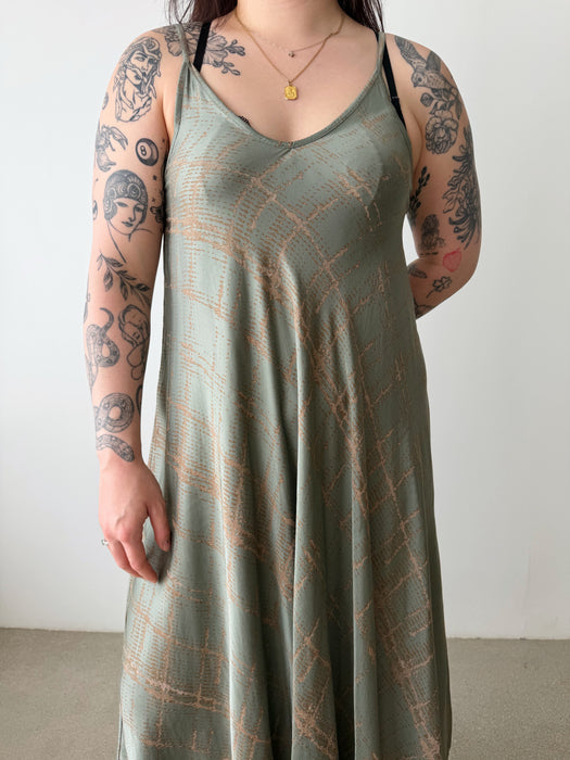 Moss Green Silk Dress | M/L