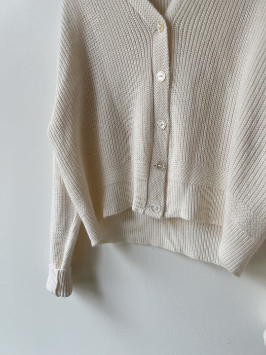 White Varsity Striped Cardigan | L