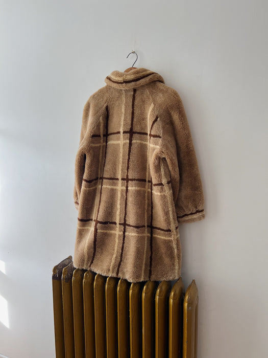 Plaid Faux Fur Coat | M/L