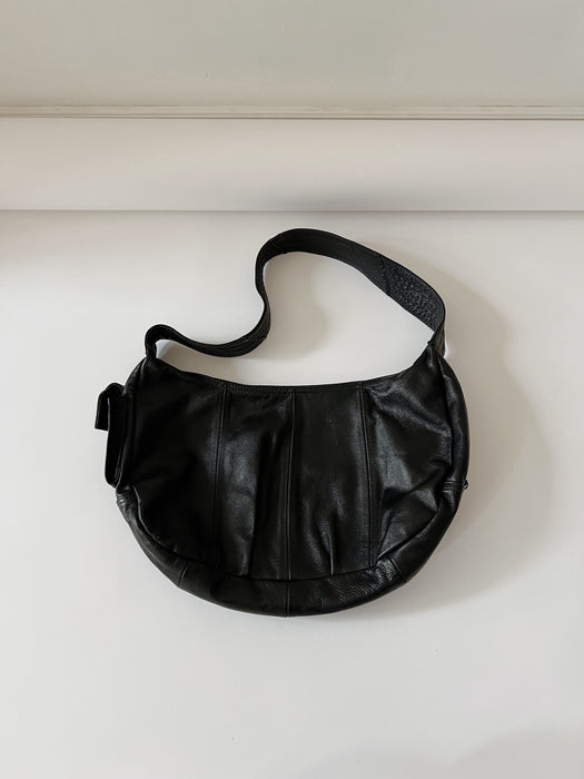 Black Leather Crescent Bag