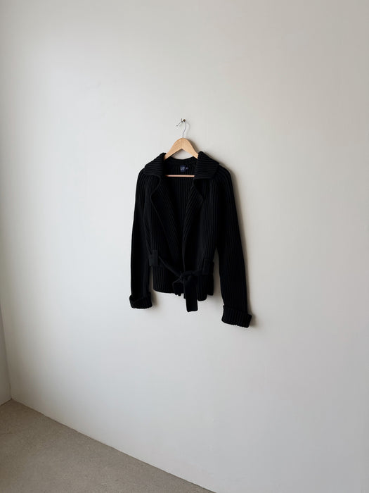 Black Ribbed Cardigan | S