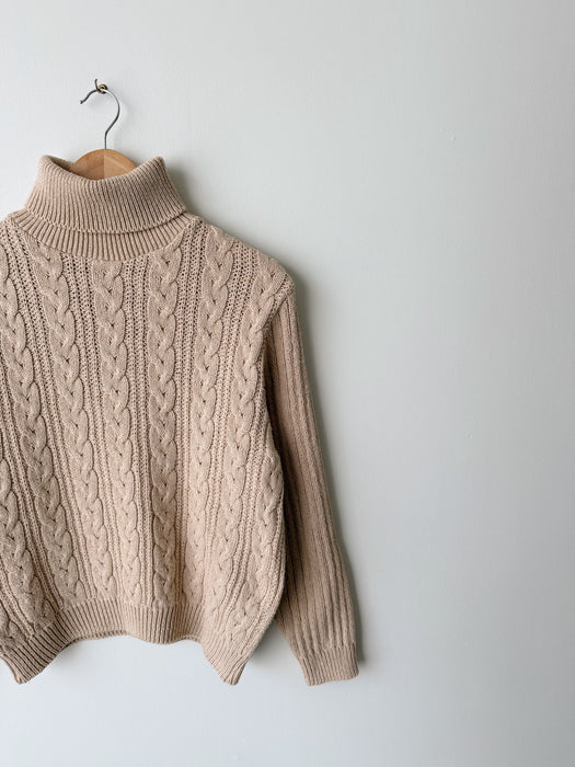 Beige Cable Knit Turtleneck | S/M