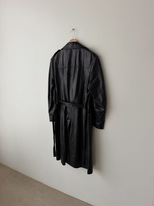 Black Leather Trench Coat | M/L