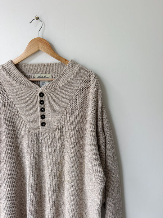 Oat Knit Henley Sweater | XL
