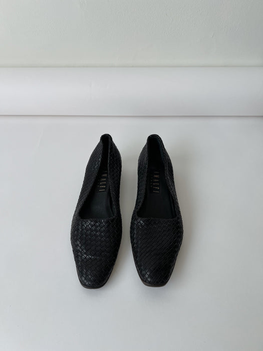 Black Woven Leather Flats | 9.5/10