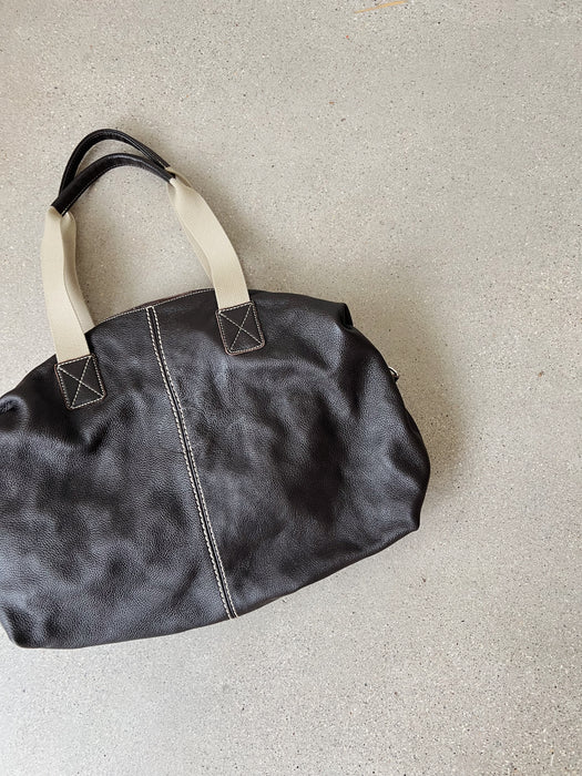 Brown Leather Duffle Bag