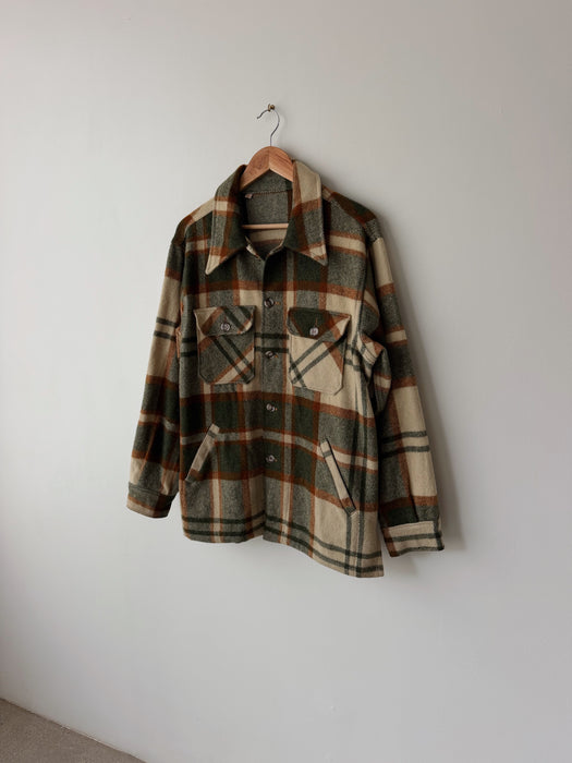 Plaid Green Wool Flannel Coat | L/XL