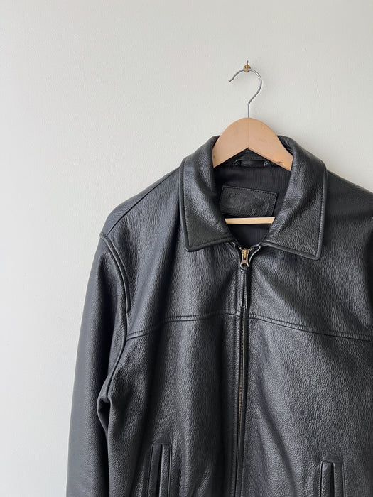 Black Leather Bomber | M