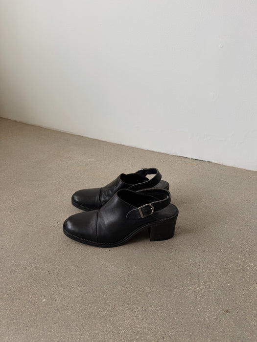 Black Sling Back Mules | 9.5