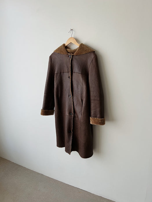 Brown Shearling Reversible Teddy Coat | M