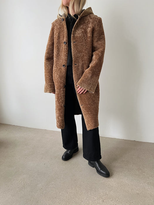 Brown Shearling Reversible Teddy Coat | M