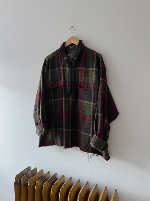 Plaid Wool Quarter Zip | XL