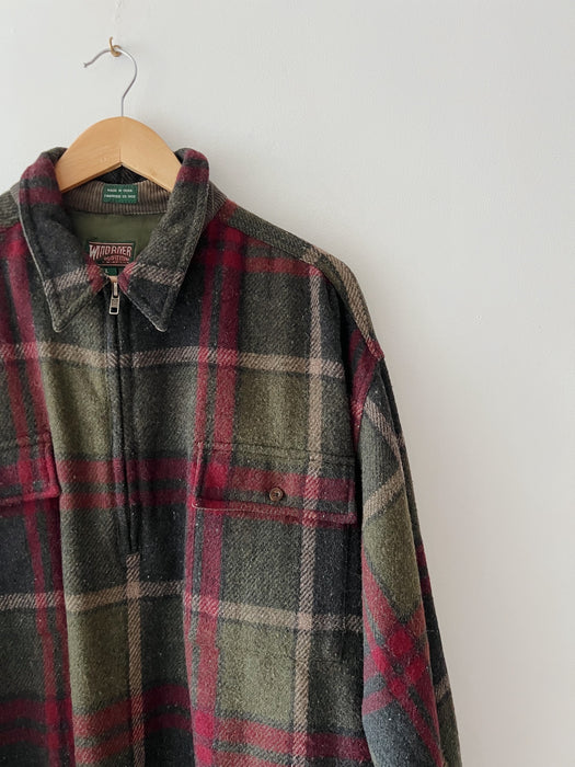 Plaid Wool Quarter Zip | XL