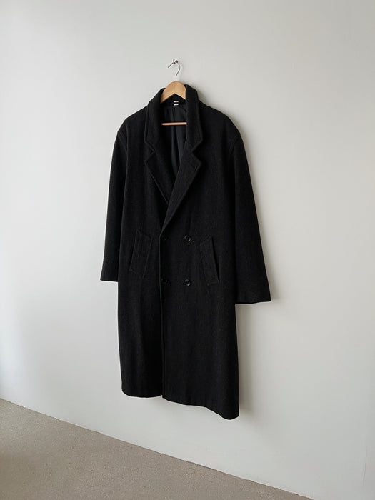 Charcoal Wool Cashmere Coat | XL