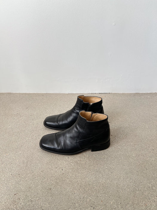 Black Leather Ankle Boots | 10