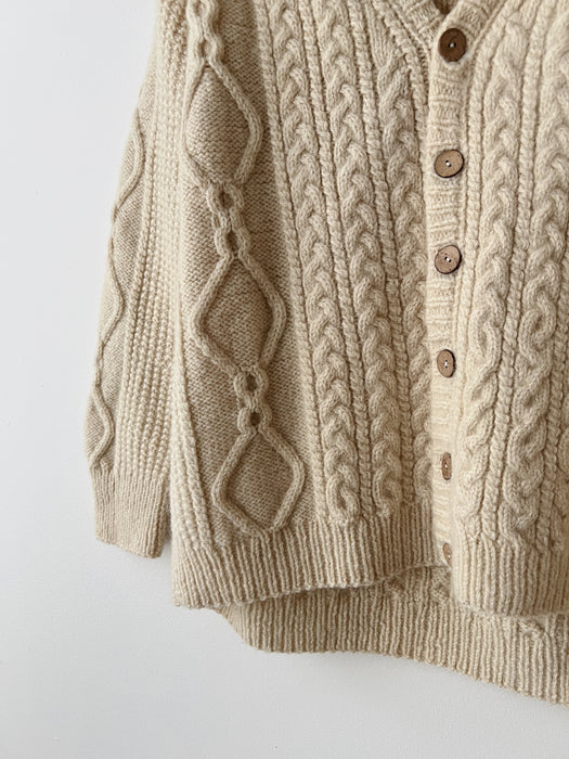 Wool Cable Knit Cardigan | M/L