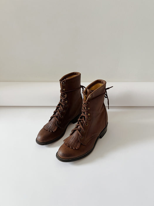 Tobacco Leather Roper Boots | 7.5