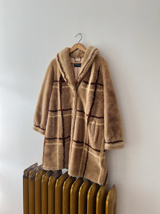 Plaid Faux Fur Coat | M/L