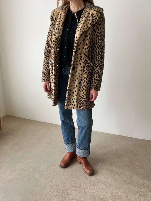 Leopard Faux Fur Coat | M