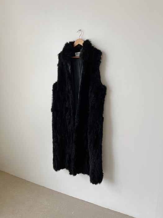 Black Faux Fur Vest | L
