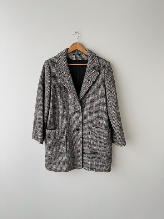 Herringbone Wool Coat | L