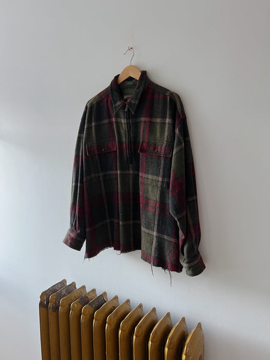 Plaid Wool Quarter Zip | XL