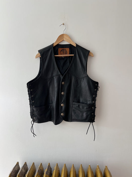 Black Leather Vest | L