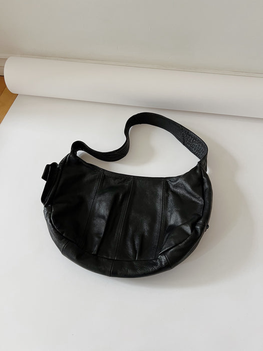 Black Leather Crescent Bag