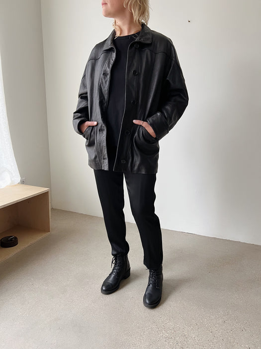 Black Leather Jacket | M/L