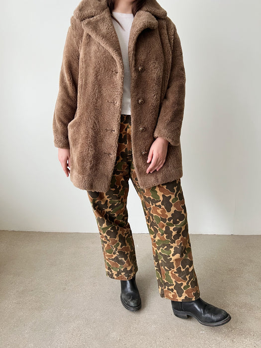 Brown Faux Fur Coat | XL