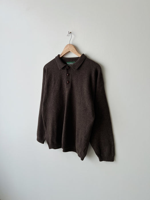 Heather Brown Collared Sweater | L