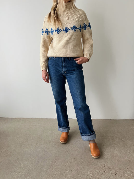 Cream Hand Knit Sweater | S