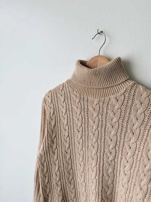 Beige Cable Knit Turtleneck | S/M