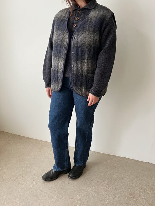 Navy & Grey Wool Vest | XL