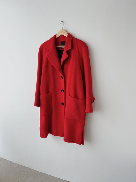 Red Alpaca Wool Coat | L/XL
