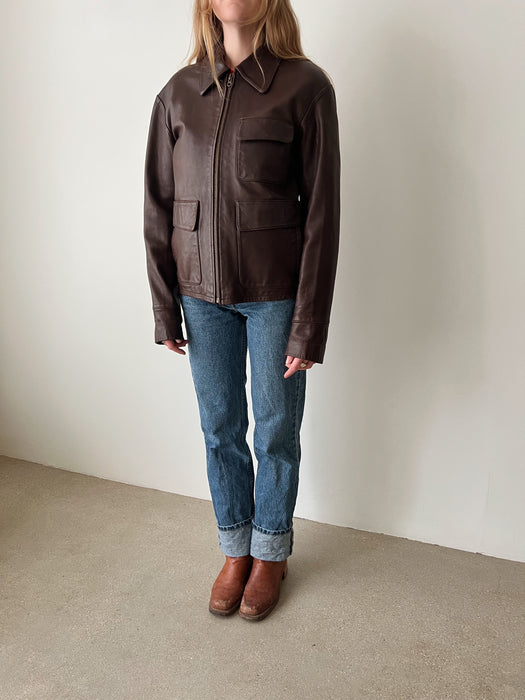 Brown Leather Jacket | M