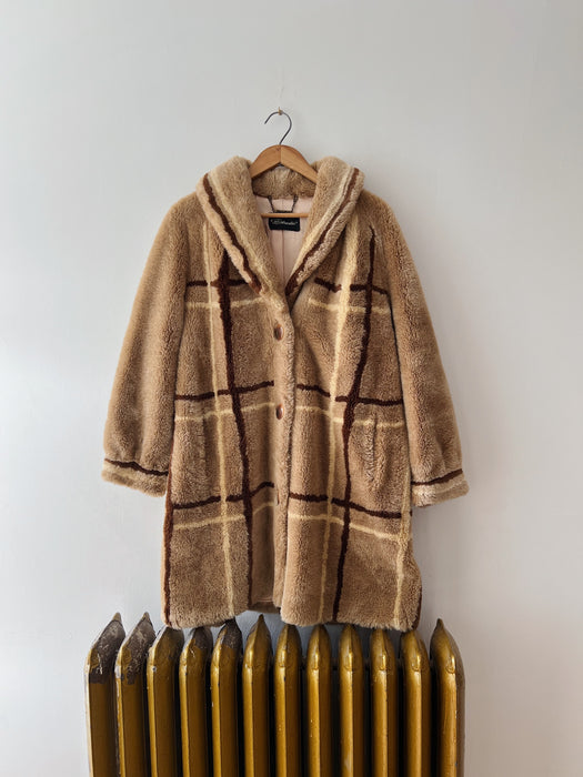 Plaid Faux Fur Coat | M/L