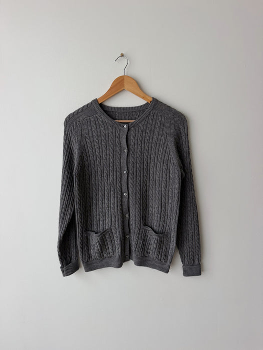 Grey Cable Knit Cardigan | S/M