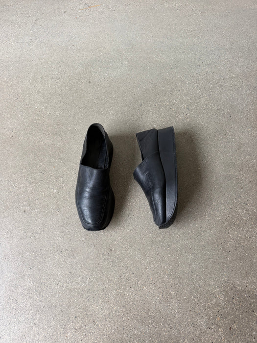 Black Leather Platform Shoe | 6.5/7