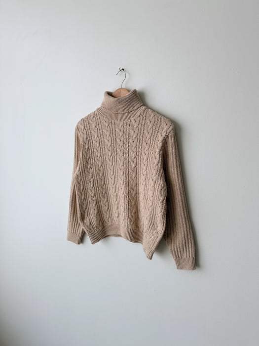 Beige Cable Knit Turtleneck | S/M