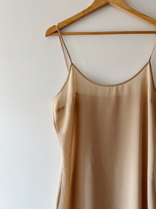 Tan Sheer Slip Dress | L